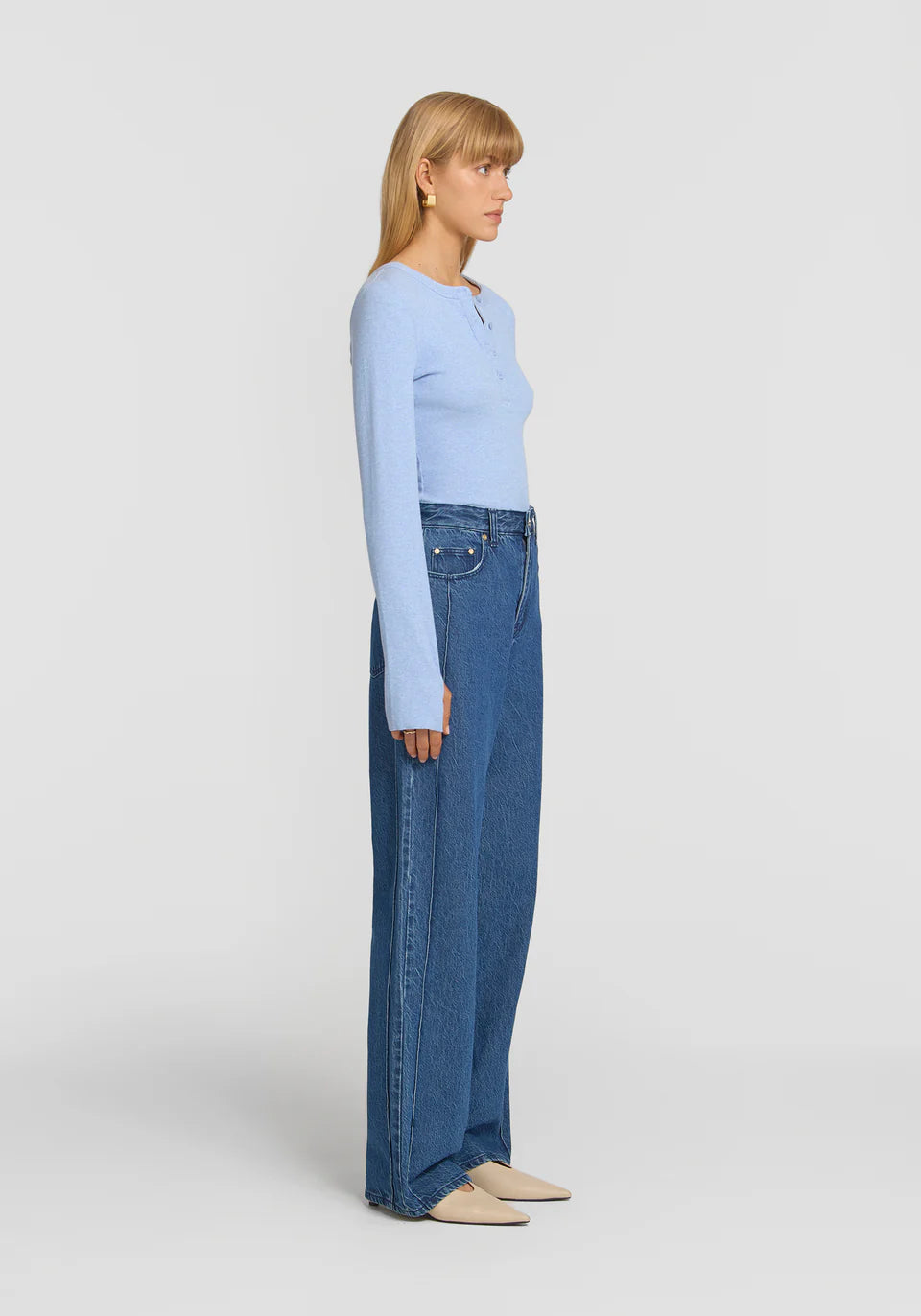 VIKTORIA & WOODS - CLIQUE RIB HENLEY - TILE BLUE
