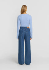 VIKTORIA & WOODS - CLIQUE RIB HENLEY - TILE BLUE