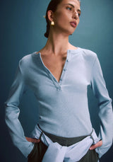 VIKTORIA & WOODS - CLIQUE RIB HENLEY - TILE BLUE