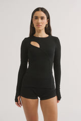 PRIMI - NEVE CUTOUT LONG SLEEVE - BLACK