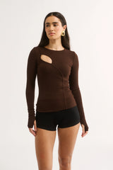 PRIMI - NEVE CUTOUT LONG SLEEVE - COCOA