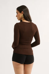 PRIMI - NEVE CUTOUT LONG SLEEVE - COCOA