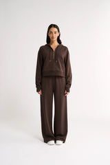 PRIMI - PERCY QUARTER ZIP JUMPER - ESPRESSO