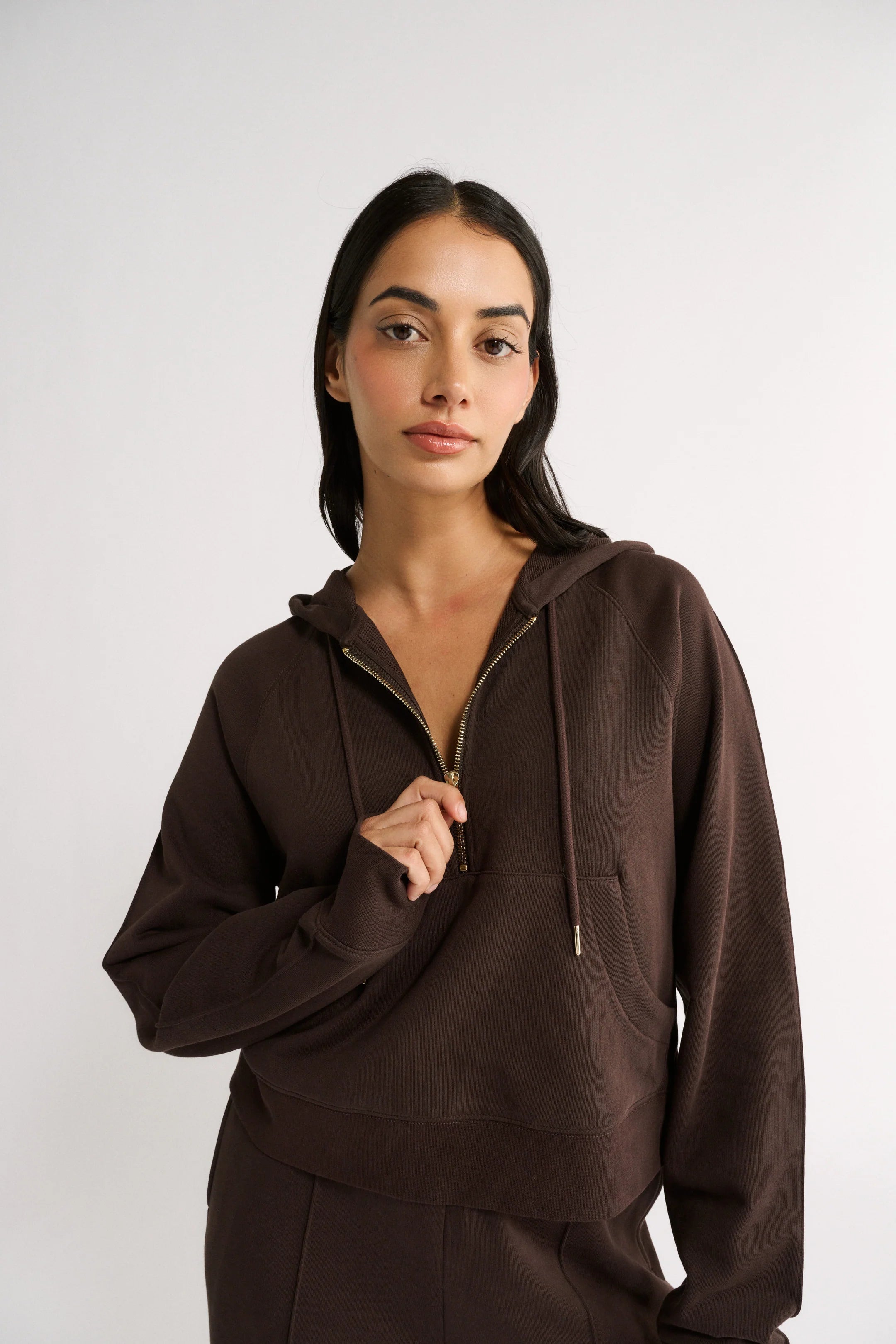 PRIMI - PERCY QUARTER ZIP JUMPER - ESPRESSO