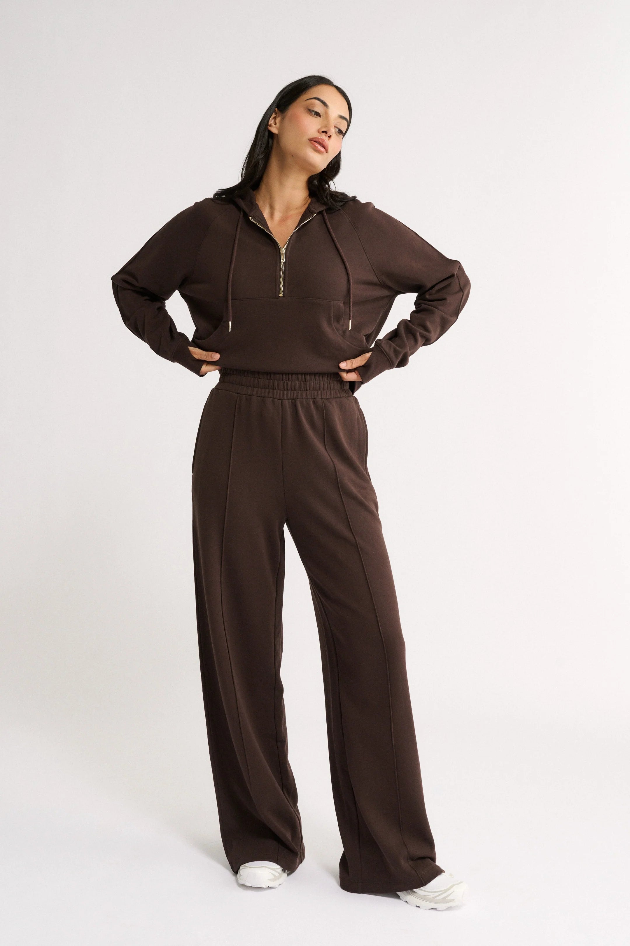 PRIMI - PERCY QUARTER ZIP JUMPER - ESPRESSO