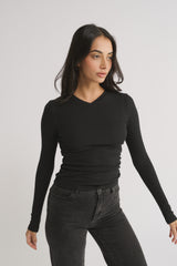 PRIMI - CARINA V NECK LONG SLEEVE- BLACK