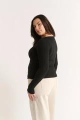 PRIMI - NINA SCOOP NECK LONG SLEEVE - BLACK