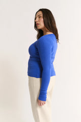 PRIMI - NINA SCOOP NECK LONG SLEEVE - COBALT