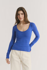 PRIMI - NINA SCOOP NECK LONG SLEEVE - COBALT