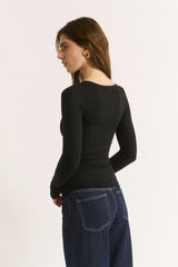 PRIMI - NINA SCOOP NECK LONG SLEEVE - BLACK