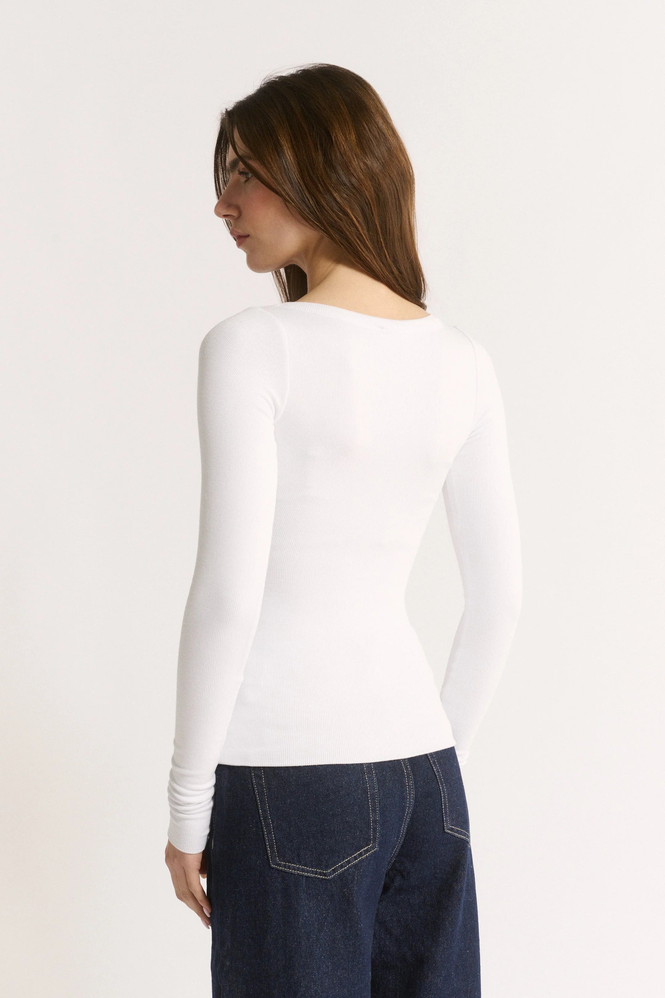 PRIMI - NINA SCOOP NECK LONG SLEEVE - OPTIC WHITE