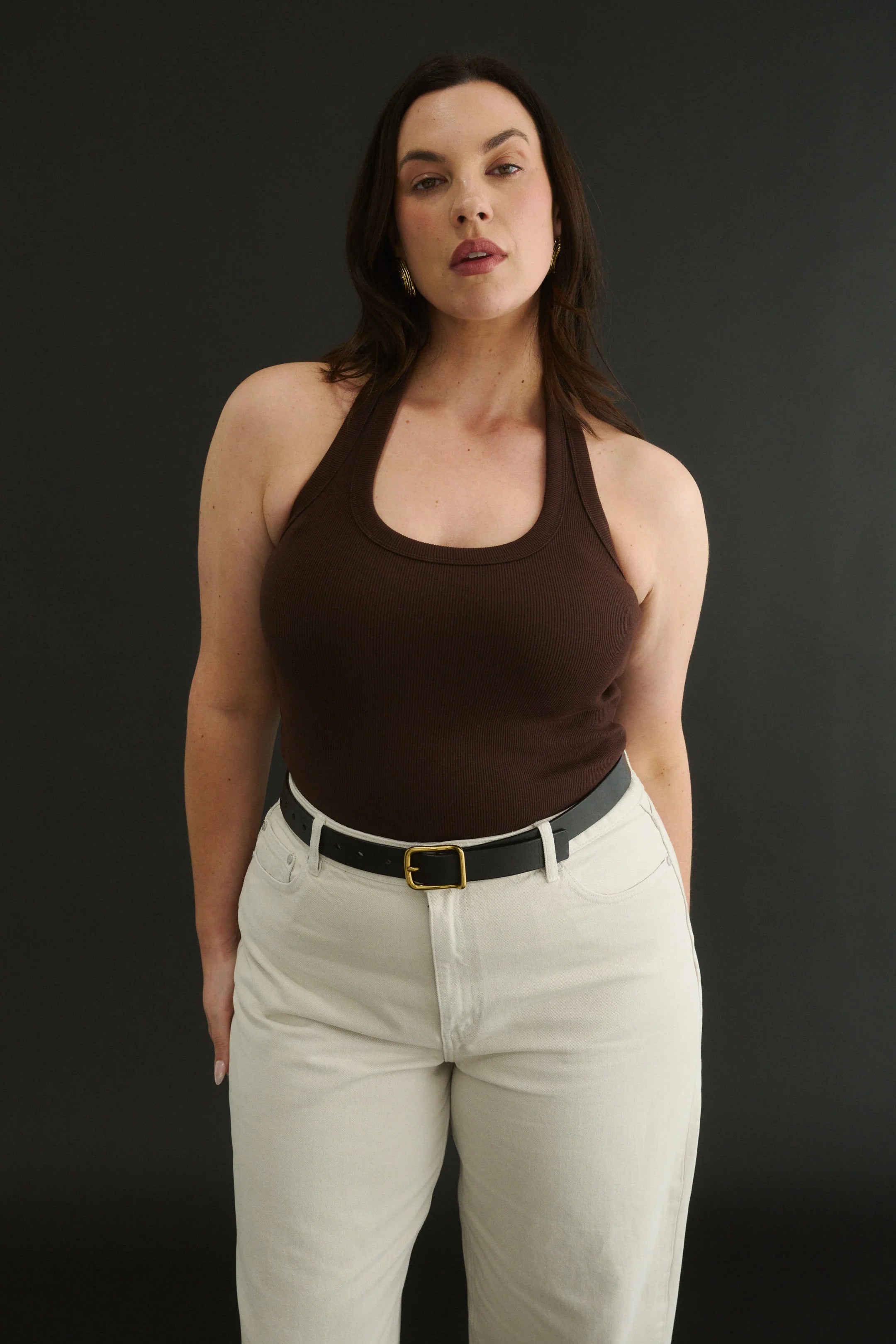 PRIMI - HARMONY HALTER NECK TANK - COCOA