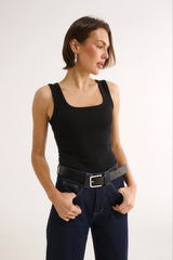 PRIMI - HARMONY SQUARE NECK TANK - BLACK