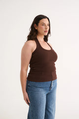 PRIMI - HARMONY HALTER NECK TANK - COCOA