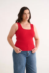 PRIMI - HARMONY SQUARE NECK TANK - RADIANT RED