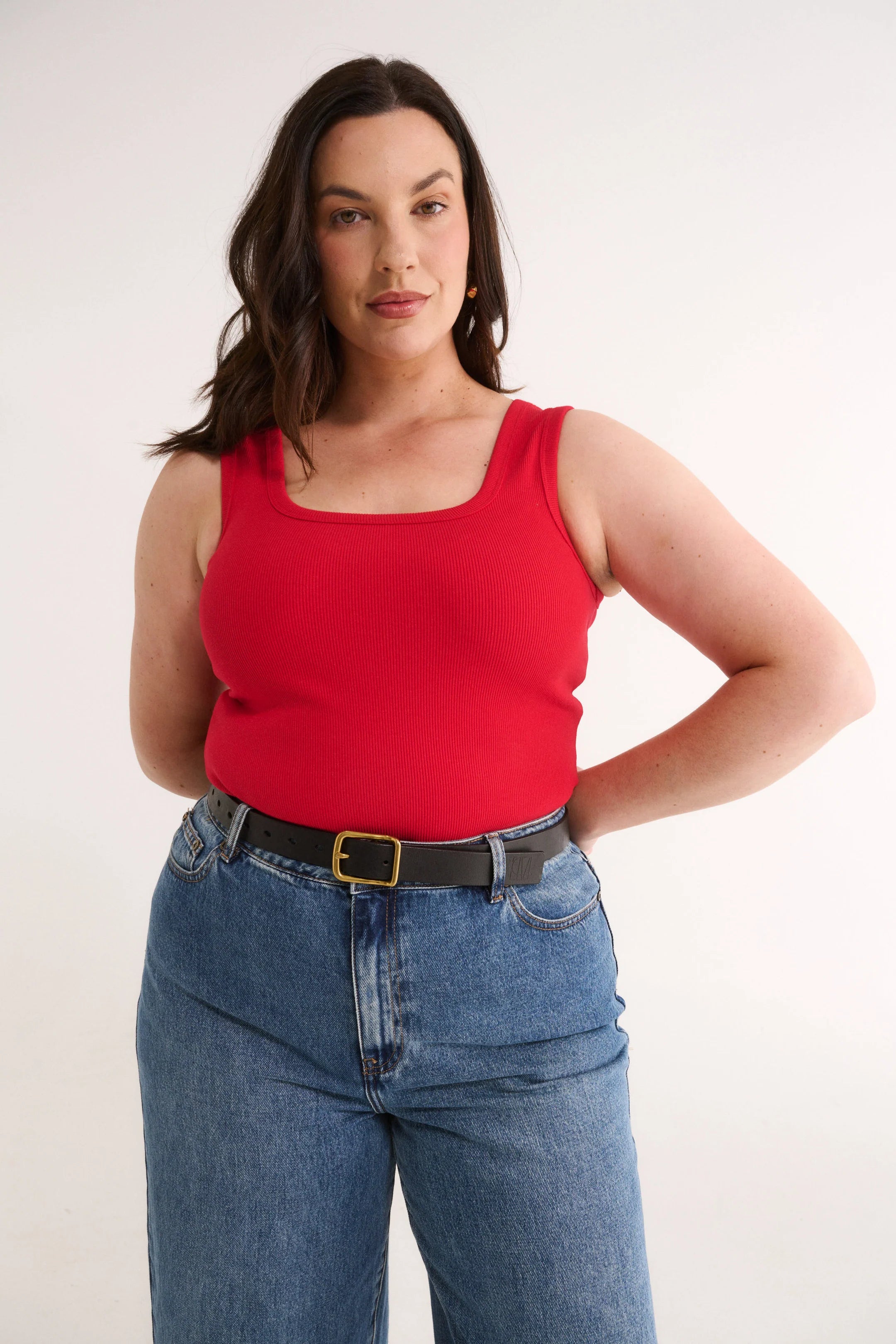 PRIMI - HARMONY SQUARE NECK TANK - RADIANT RED