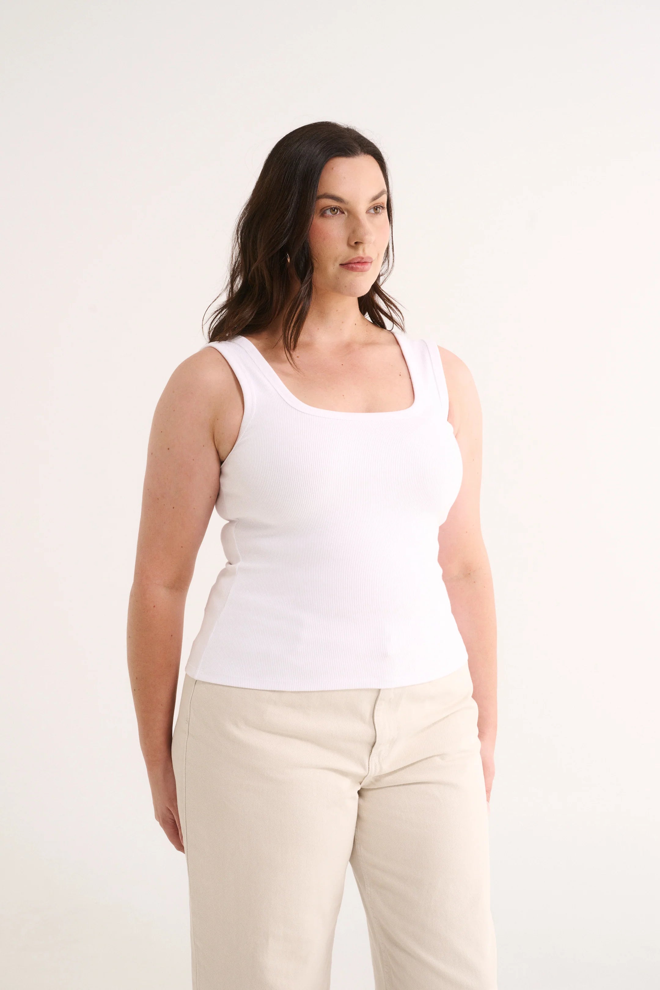 PRIMI - HARMONY SQUARE NECK TANK - OPTIC WHITE