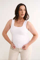 PRIMI - HARMONY SQUARE NECK TANK - OPTIC WHITE
