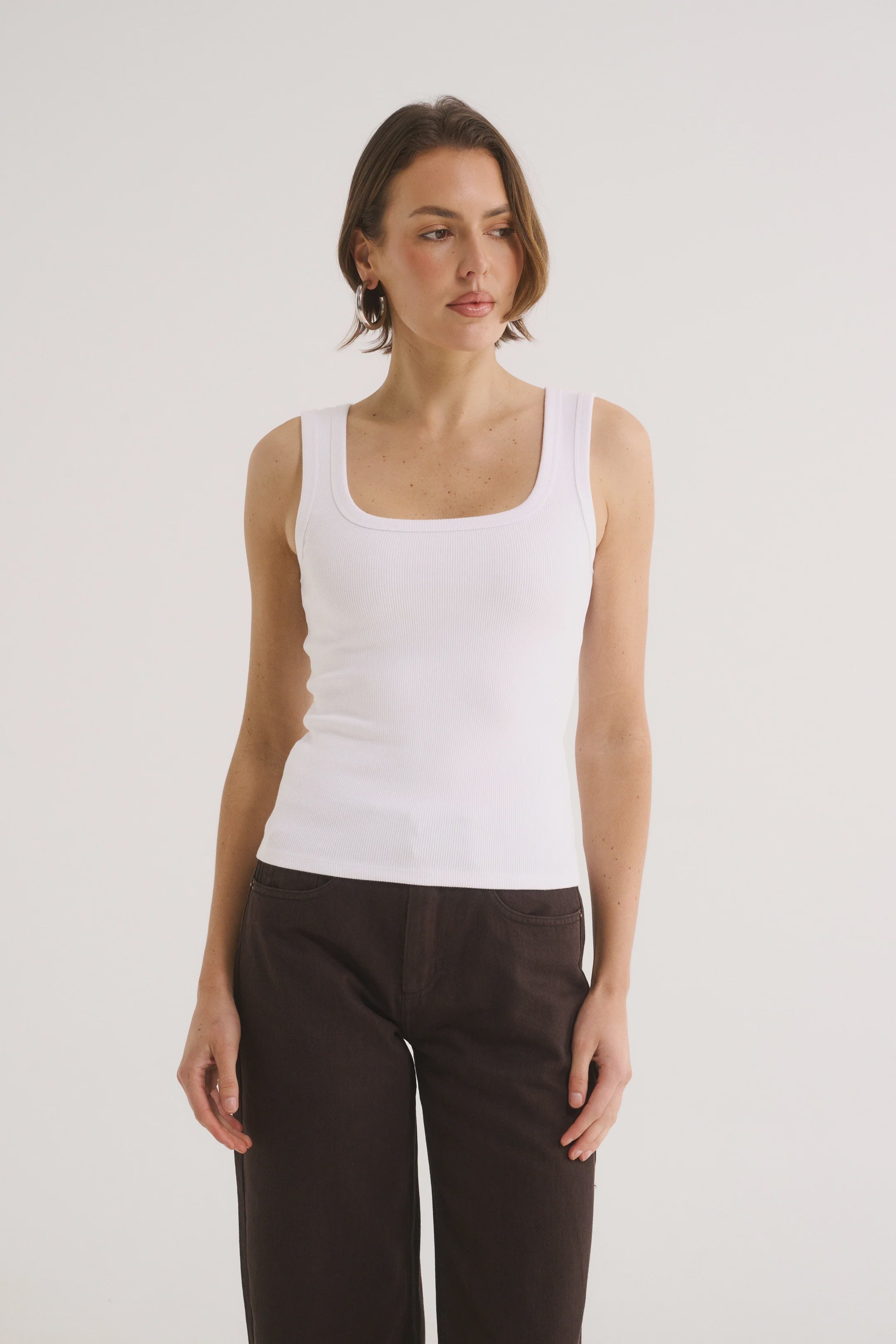 PRIMI - HARMONY SQUARE NECK TANK - OPTIC WHITE
