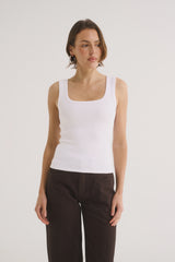 PRIMI - HARMONY SQUARE NECK TANK - OPTIC WHITE