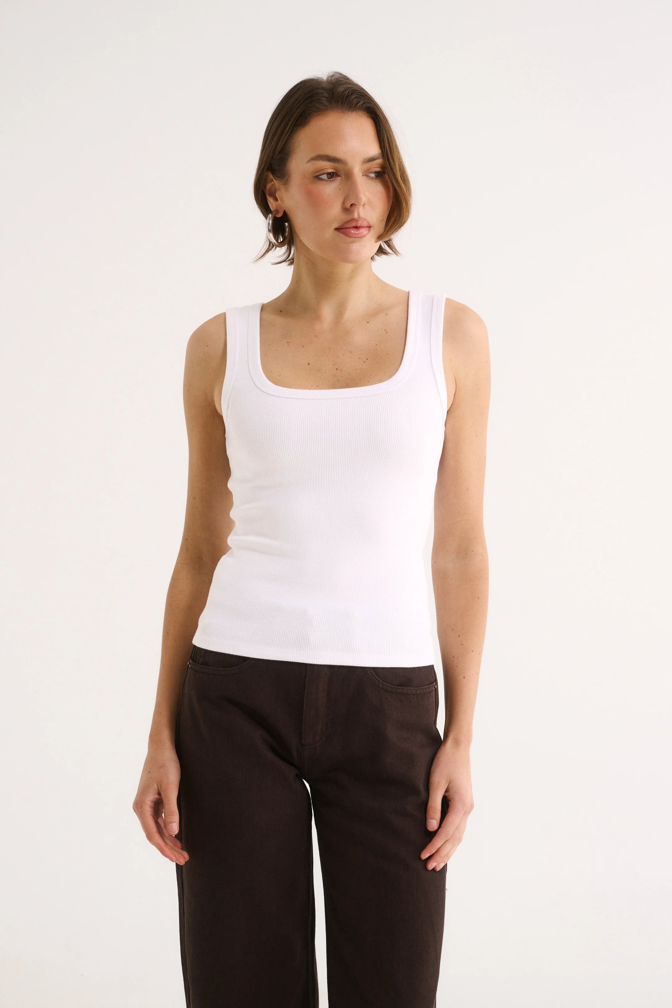 PRIMI - HARMONY SQUARE NECK TANK - OPTIC WHITE