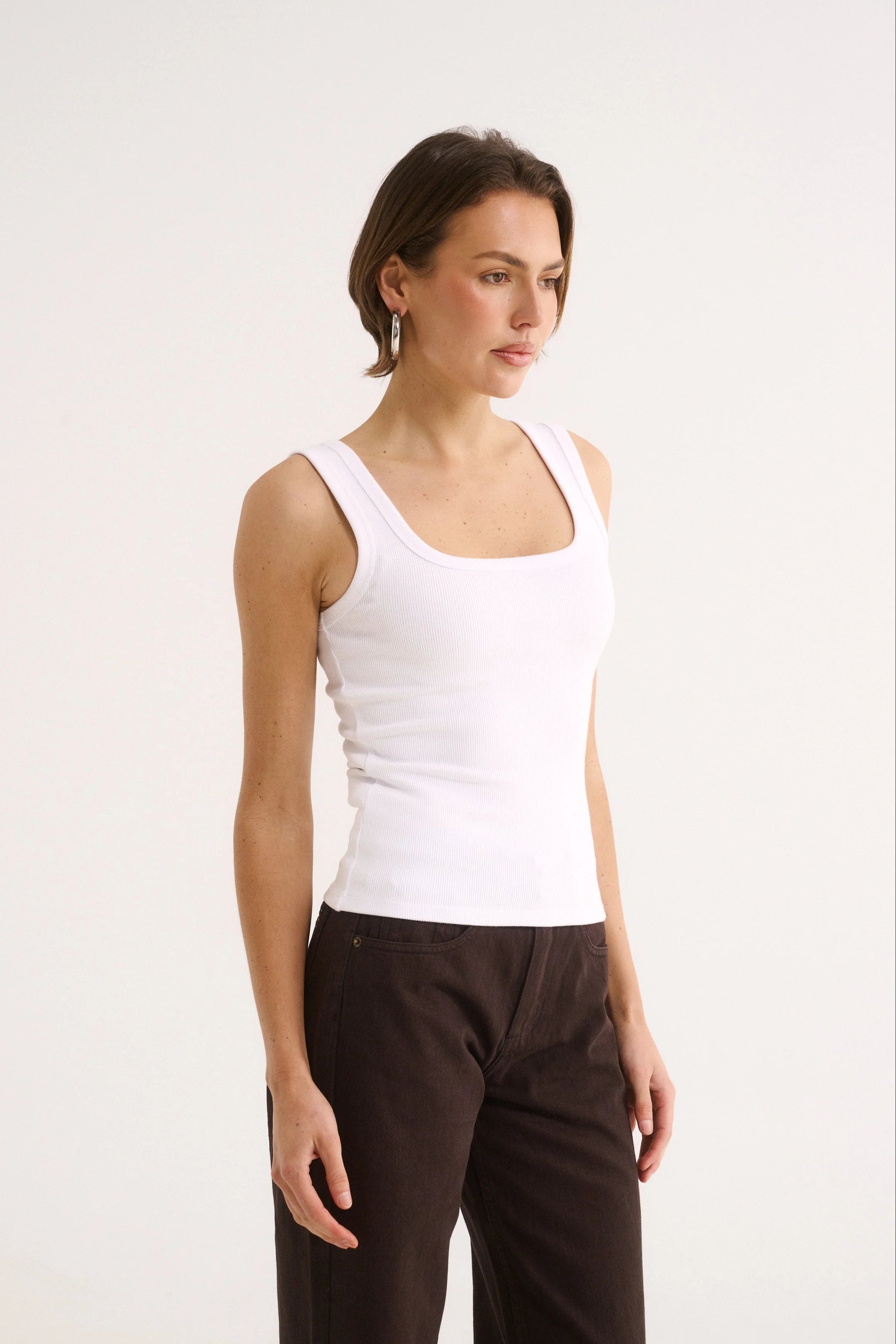 PRIMI - HARMONY SQUARE NECK TANK - OPTIC WHITE