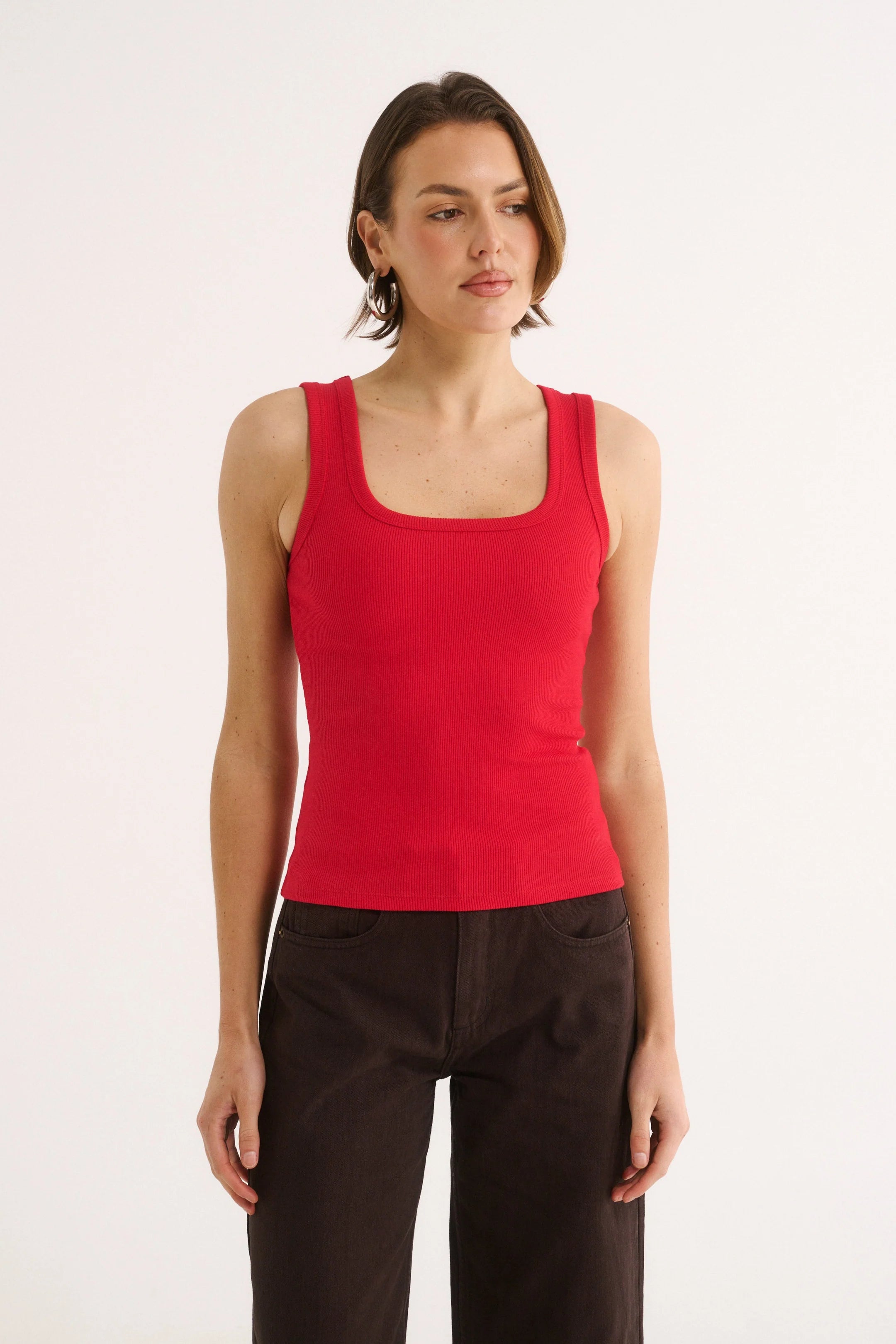 PRIMI - HARMONY SQUARE NECK TANK - RADIANT RED