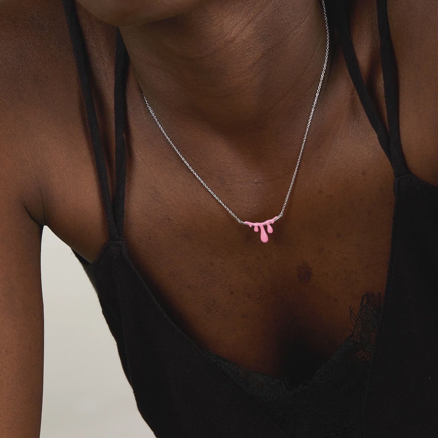 DOLCETTO DESIGNS - GELATO SILVER NECKLACE - RASPBERRY