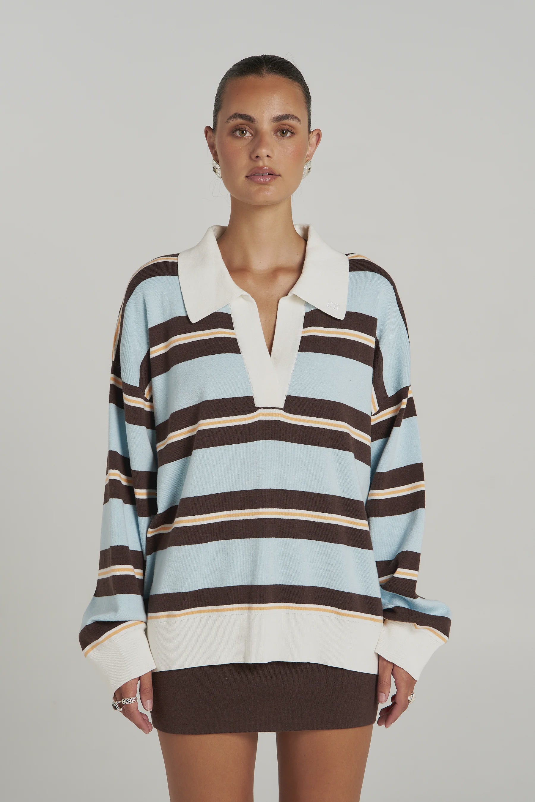 PRE ORDER - SUMMI SUMMI - STRIPE LS POLO - APEROL STRIPE