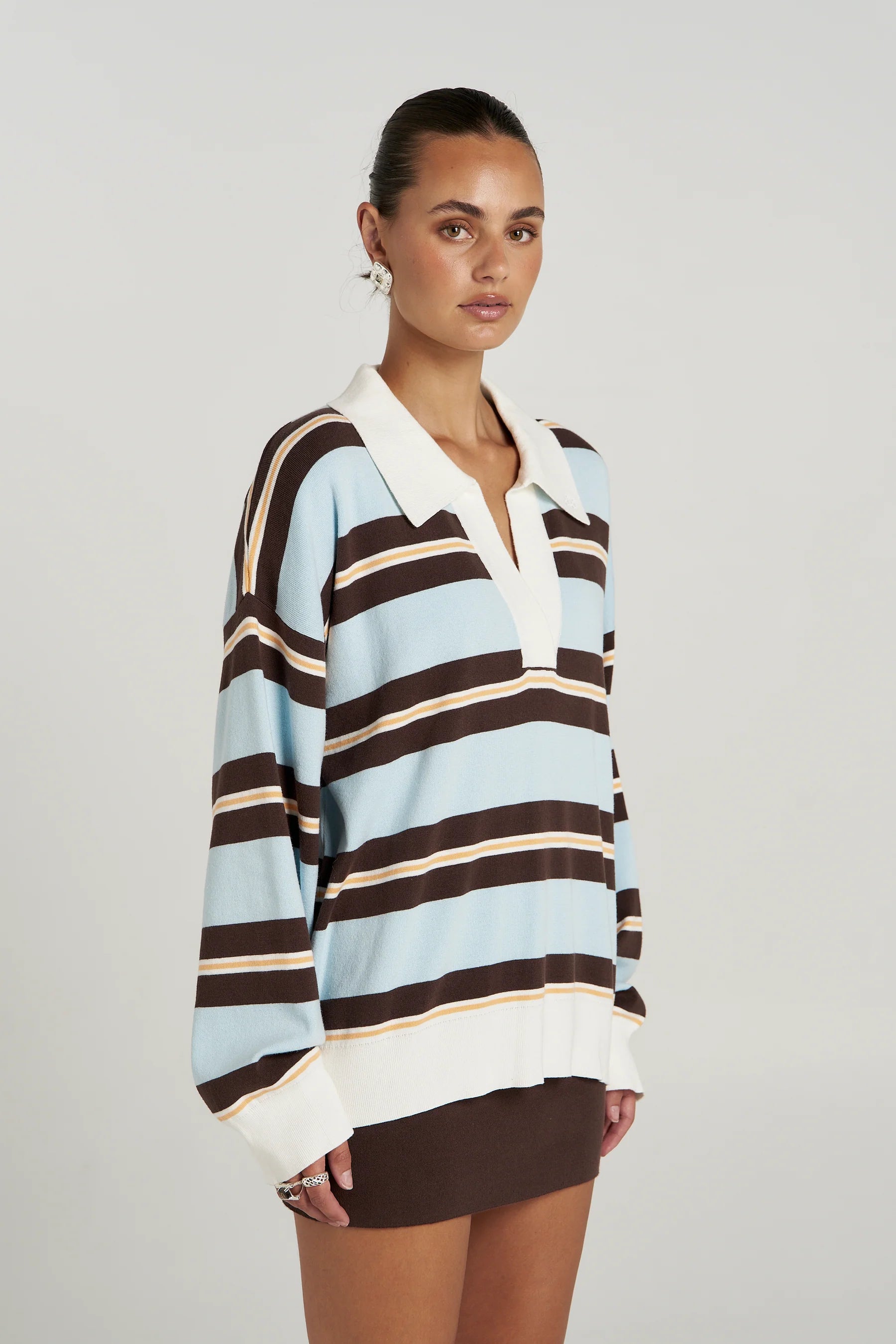 PRE ORDER - SUMMI SUMMI - STRIPE LS POLO - APEROL STRIPE