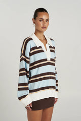 PRE ORDER - SUMMI SUMMI - STRIPE LS POLO - APEROL STRIPE