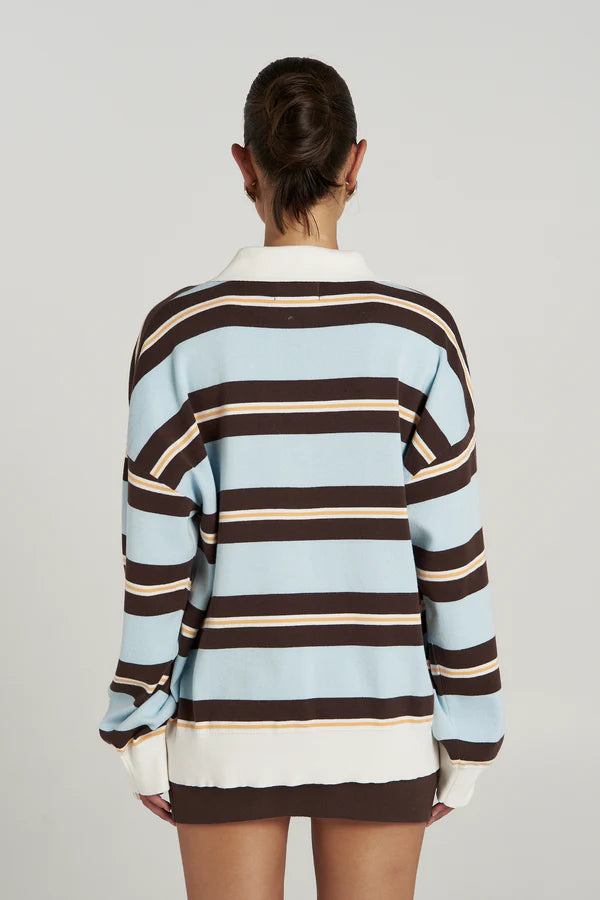 PRE ORDER - SUMMI SUMMI - STRIPE LS POLO - APEROL STRIPE