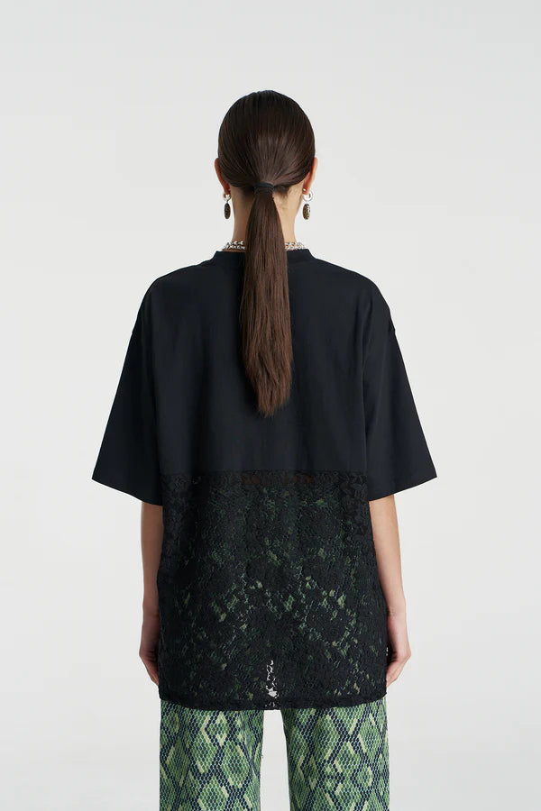 SUMMI SUMMI - LACE PANEL TEE - BLACK