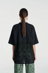 PRE ORDER - SUMMI SUMMI - LACE PANEL TEE - BLACK