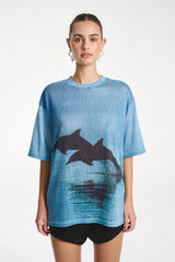 SUMMI SUMMI - DOUBLE DOLPHIN TEE - BLUE