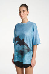 SUMMI SUMMI - DOUBLE DOLPHIN TEE - BLUE