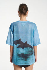 SUMMI SUMMI - DOUBLE DOLPHIN TEE - BLUE