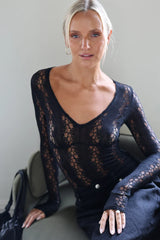 RAEF - DAPHNE LACE BODYSUIT - BLACK
