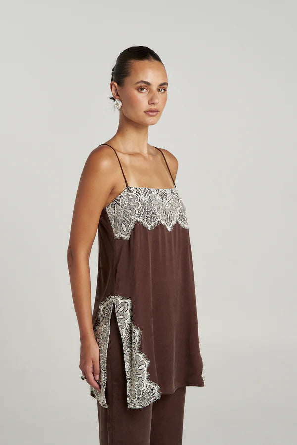 PRE ORDER - SUMMI SUMMI - FLORENCE SHIFT TOP - ESPRESSO