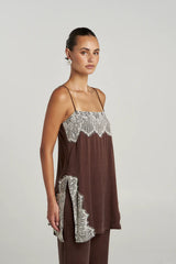 PRE ORDER - SUMMI SUMMI - FLORENCE SHIFT TOP - ESPRESSO
