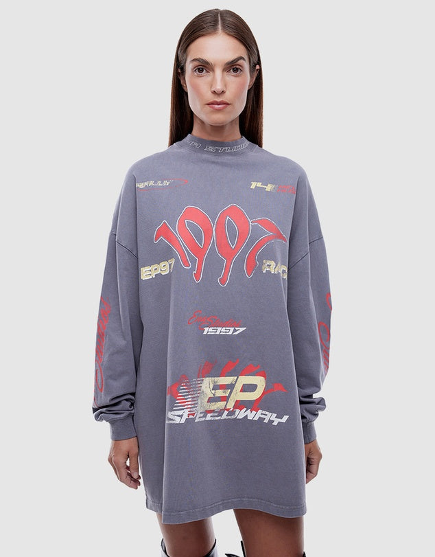 ENA PELLY - 1997 TEE DRESS - WASHED GREY