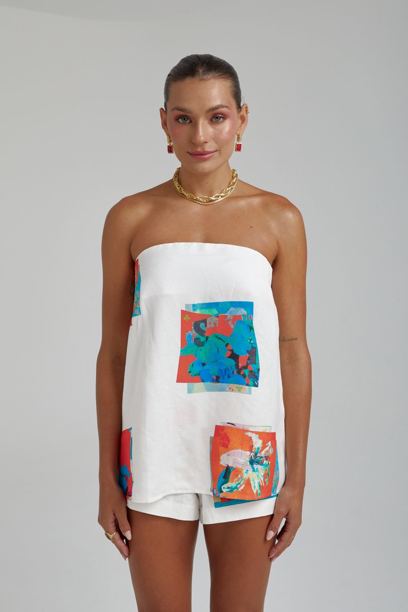 SUMMI SUMMI - STRAPLESS SHIFT TOP - MONTAGE WHITE