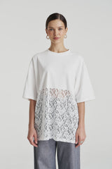 PRE ORDER - SUMMI SUMMI - LACE PANEL TEE - LILY WHITE