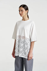 PRE ORDER - SUMMI SUMMI - LACE PANEL TEE - LILY WHITE