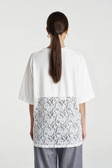 PRE ORDER - SUMMI SUMMI - LACE PANEL TEE - LILY WHITE