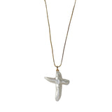 ZAYA - LITA CROSS PEARL NECKLACE