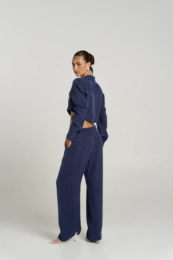 PRE ORDER - SUMMI SUMMI - GIGI LS SHIRT - NAVY PINSTRIPE