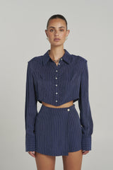 PRE ORDER - SUMMI SUMMI - GIGI LS SHIRT - NAVY PINSTRIPE