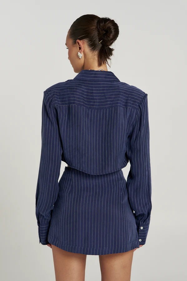 PRE ORDER - SUMMI SUMMI - GIGI LS SHIRT - NAVY PINSTRIPE