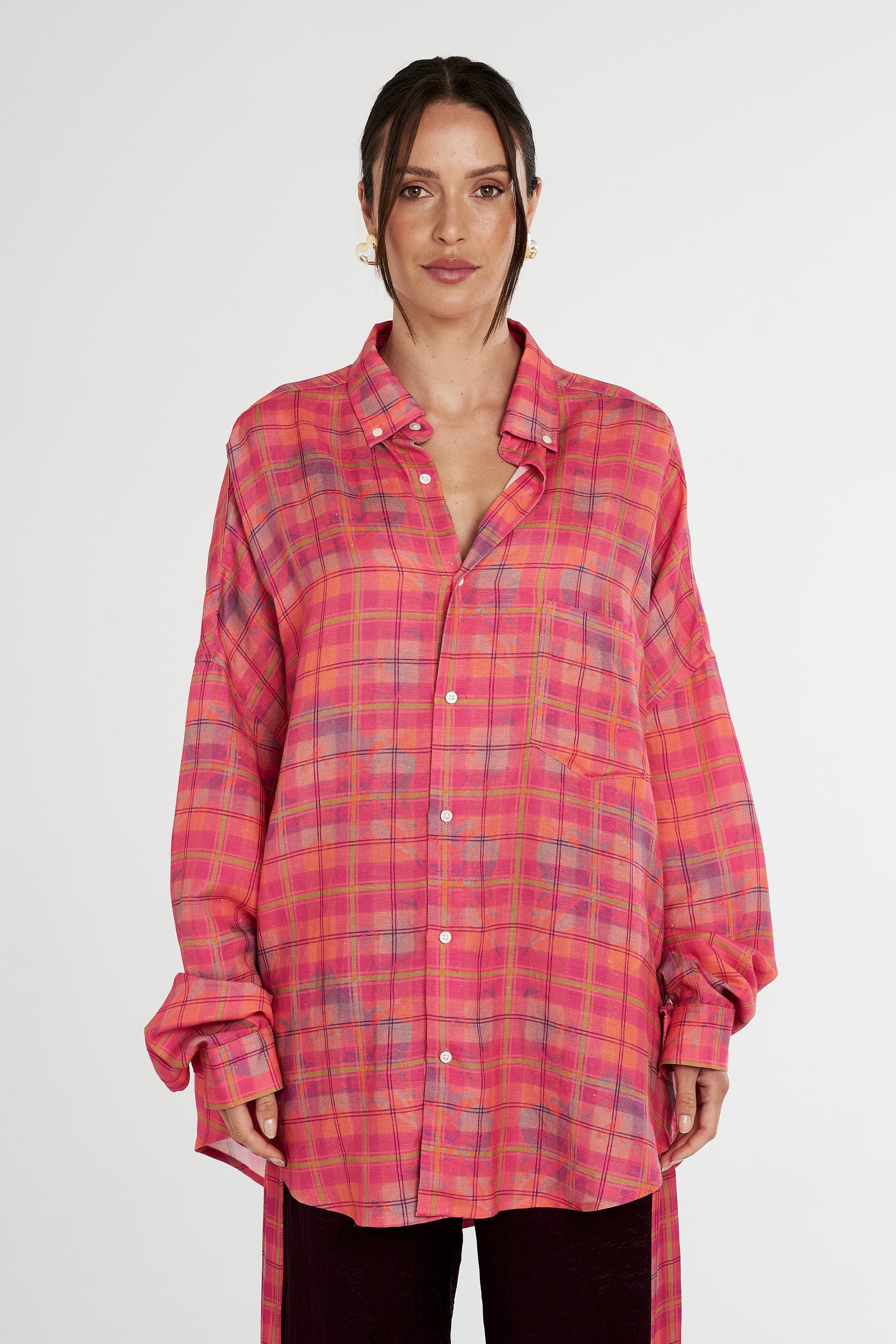 SUMMI SUMMI - LS OVERSIZED SHIRT - NEON PLAID